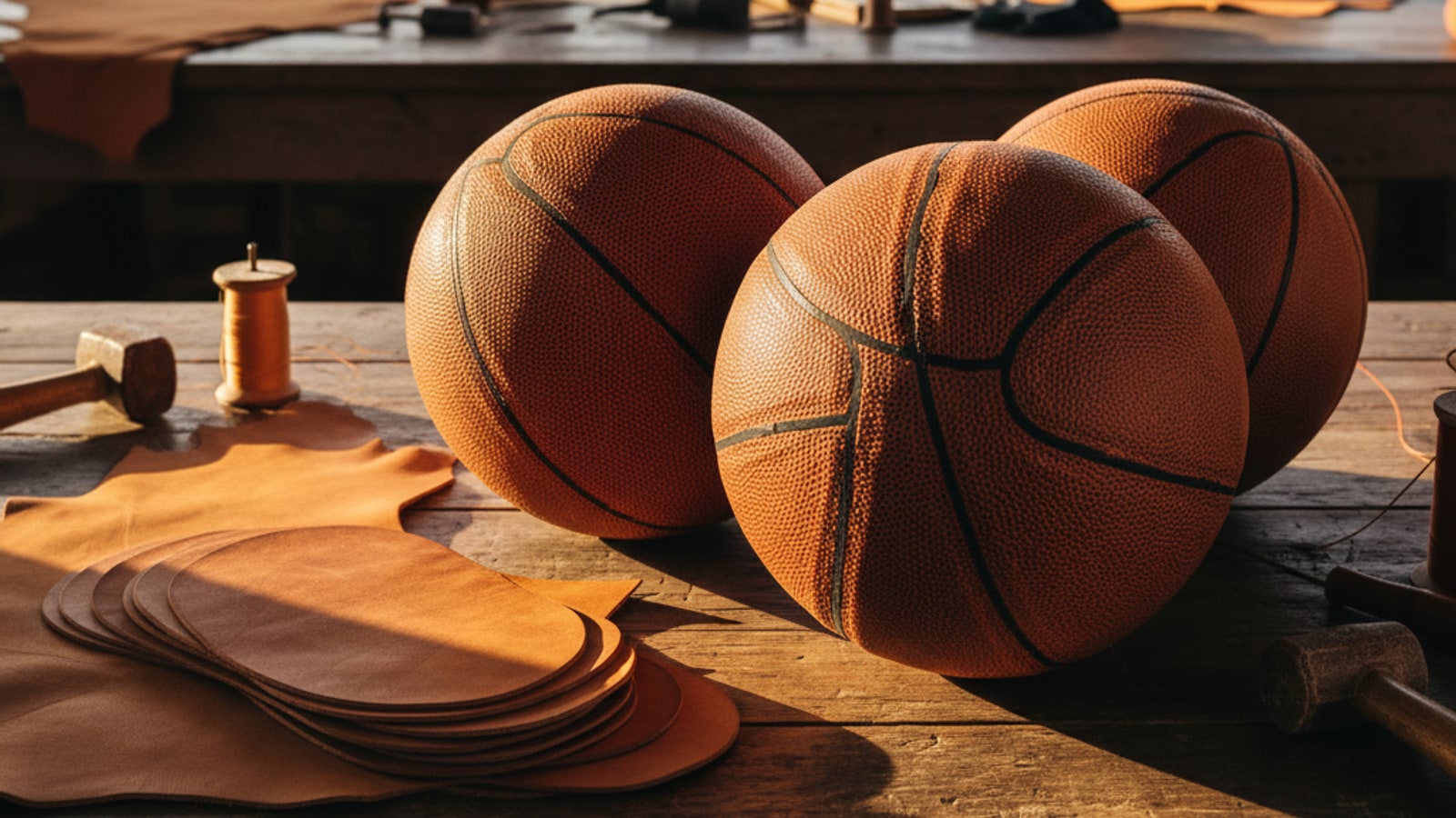 What type of leather is a basketball made of?