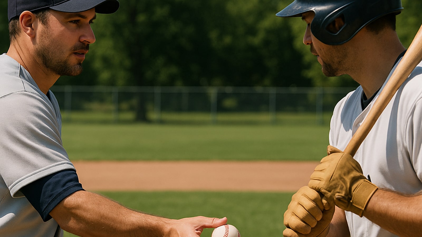 When does the pitcher give the ball to the batter?