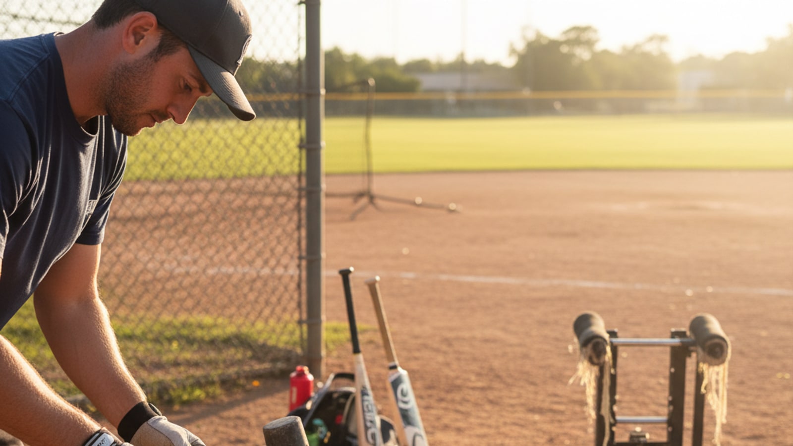 How do you break in a composite softball bat with a rubber mallet?