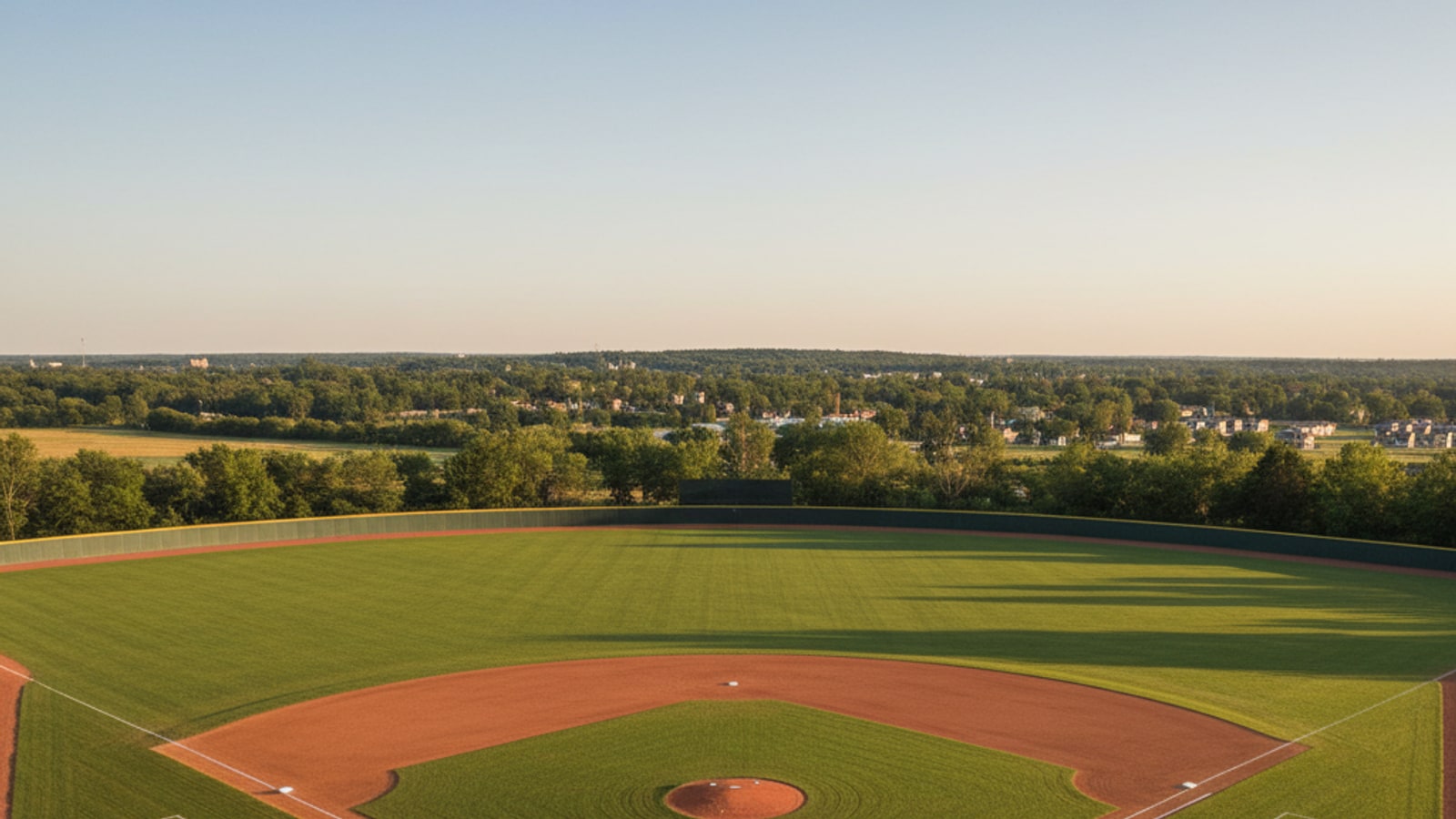 What are the major sections of a baseball field?