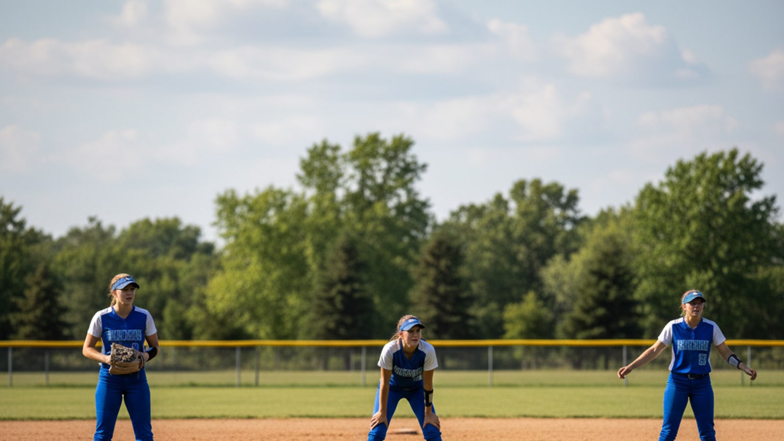 What are the positions in the outfield for softball?