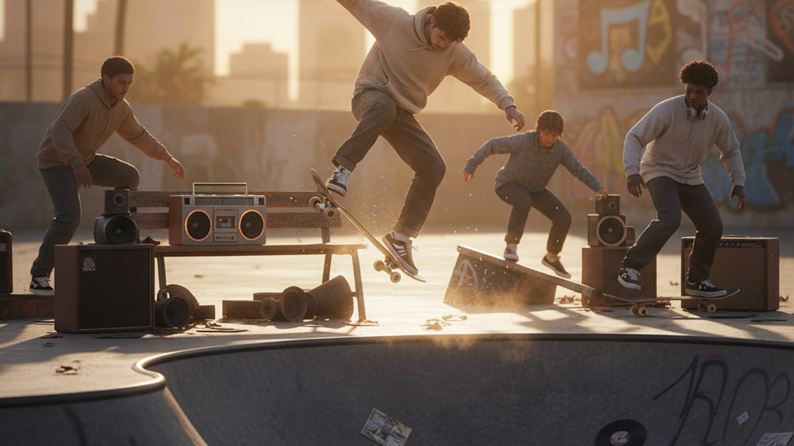 What kind of music is used in skateboarding?