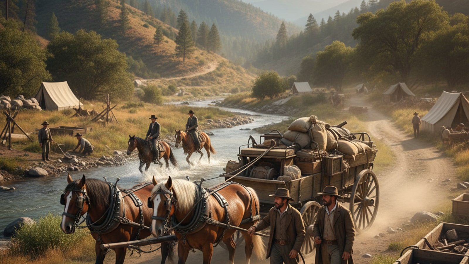 How were horses used in the Gold Rush?