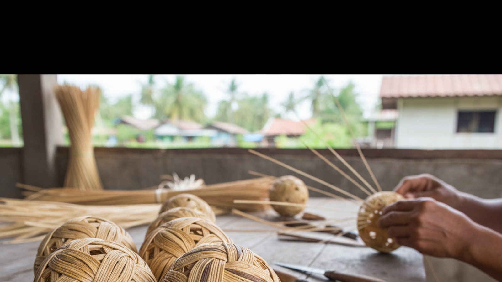 What is takraw ball made of?