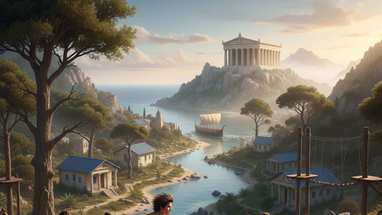 What is the theme of Percy Jackson and the Olympians?