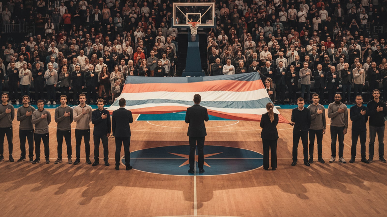 Is the national anthem played at basketball games?