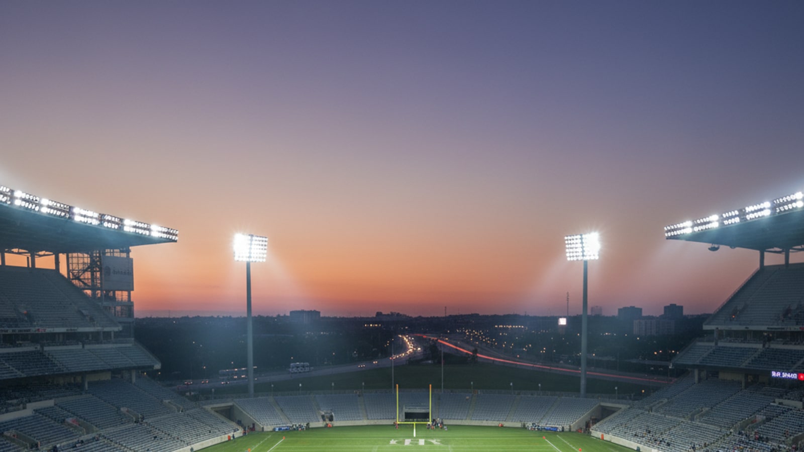 How are LED lights used in football stadiums?