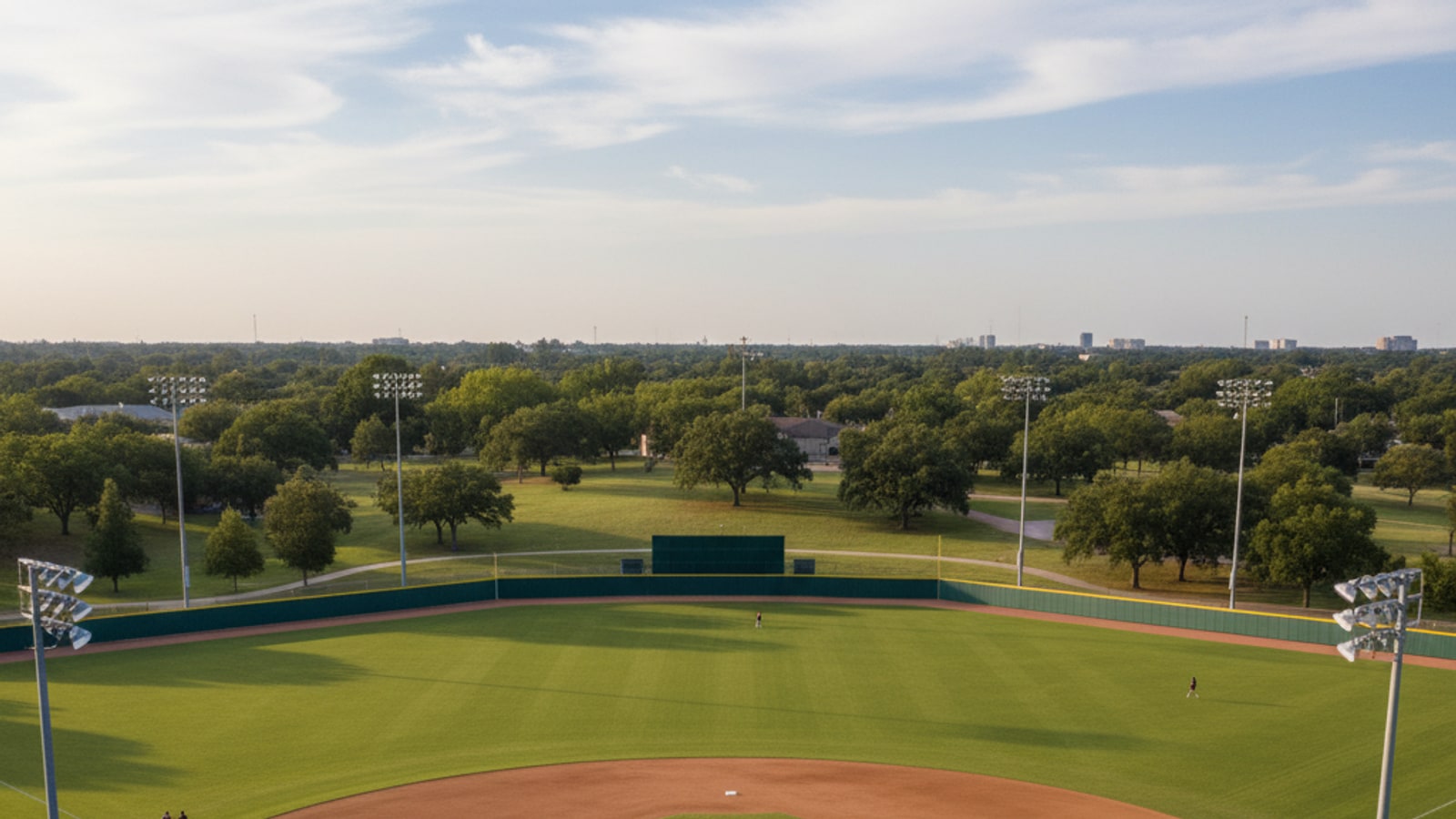 How many meters is a baseball field?