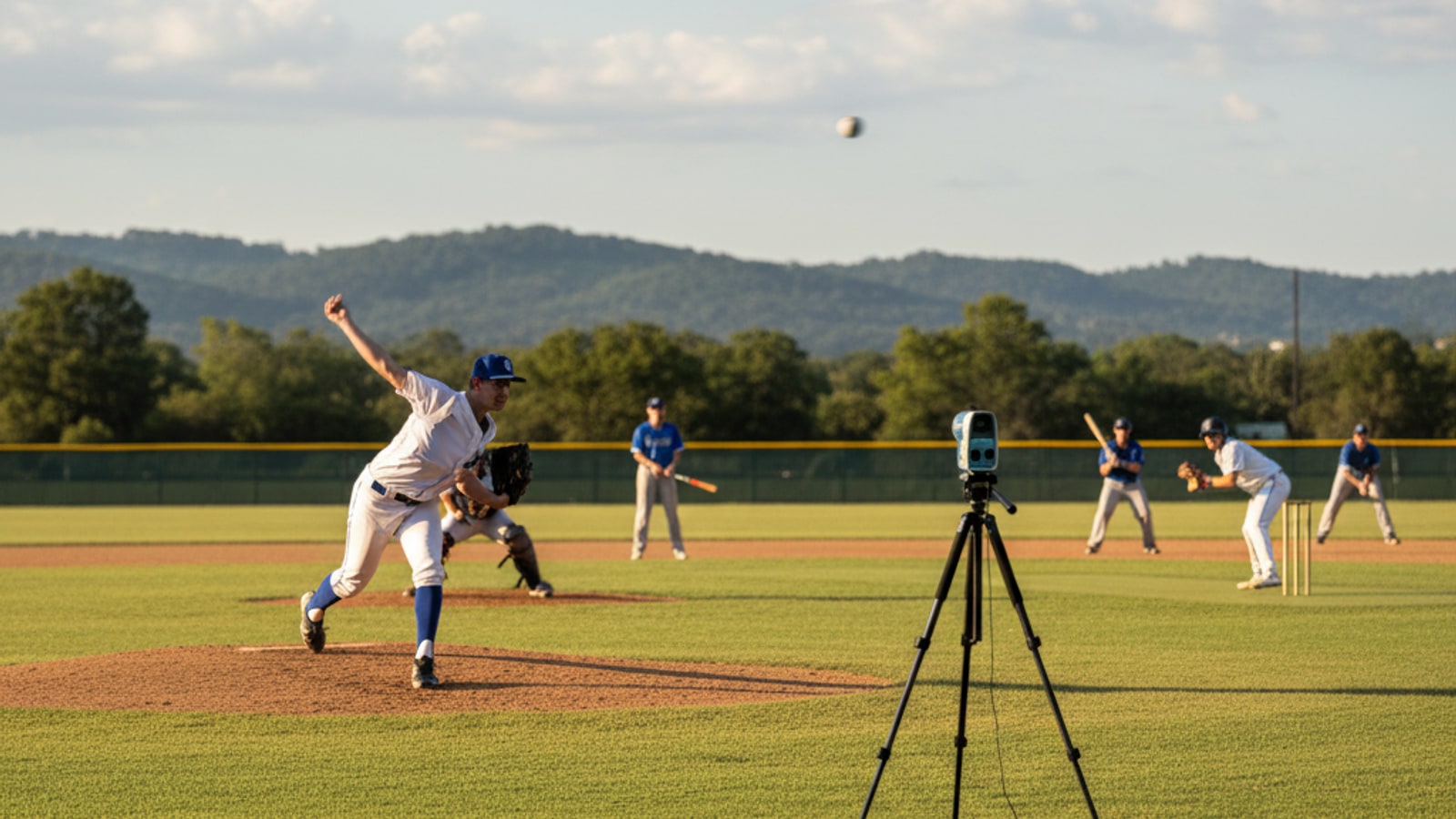 How is the speed of a baseball pitch measured?