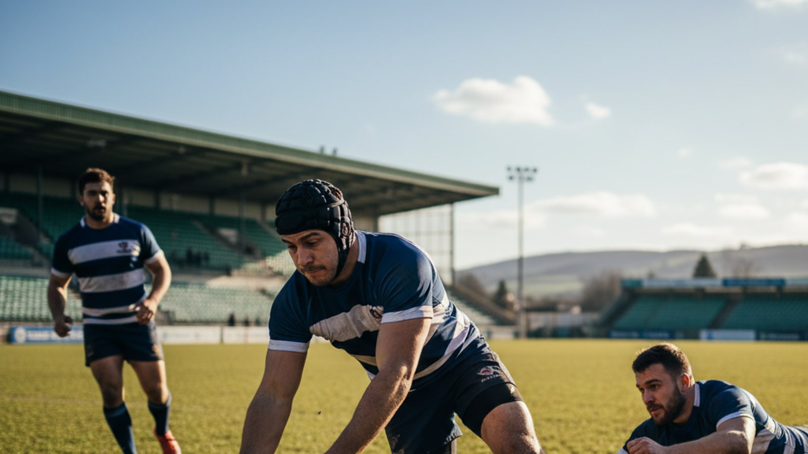 How does a rugby player make a ground pass?