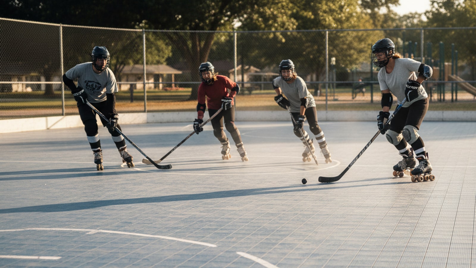 What kind of surface does the roller in line hockey use?