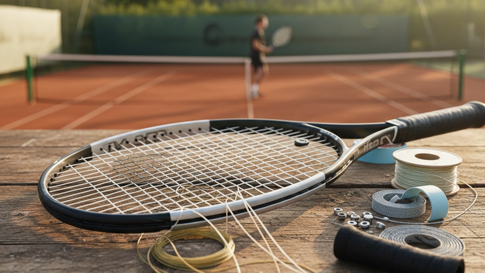 What kind of material is a tennis racket made of?