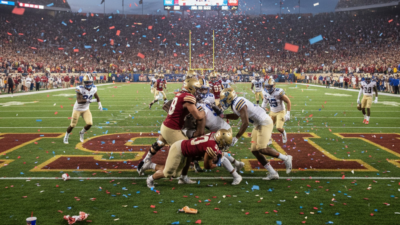 What is the most combined points scored in a college football game?
