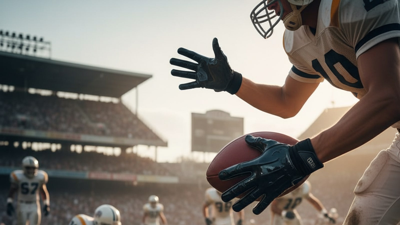 How did sticky gloves change the way football was played?