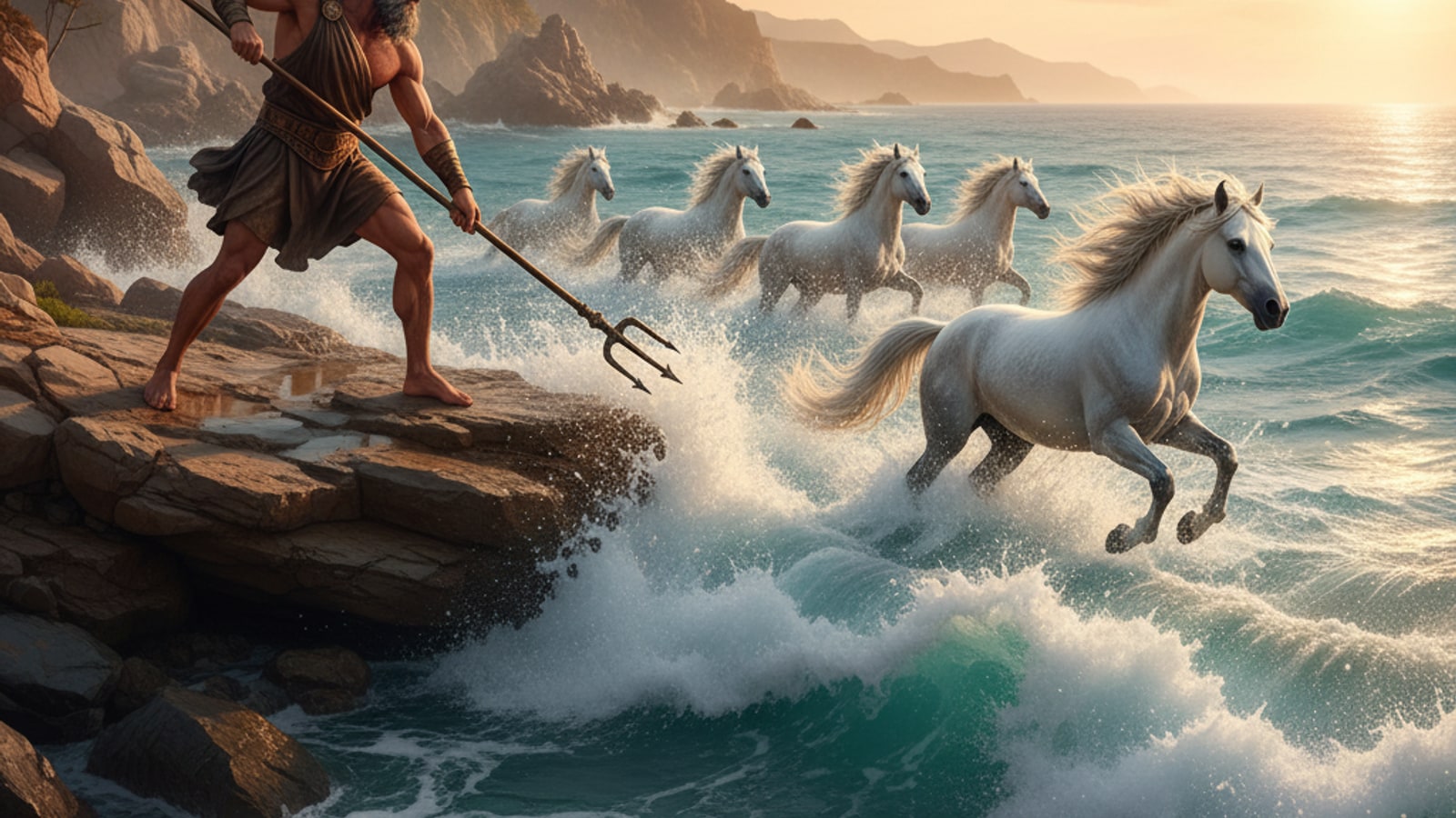 When did Poseidon create horses?