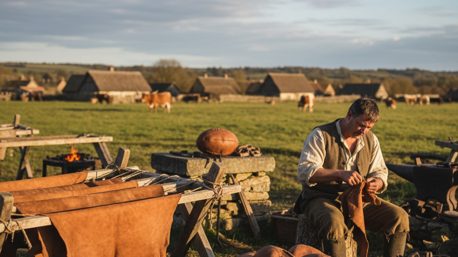 What was the raw material for the football?