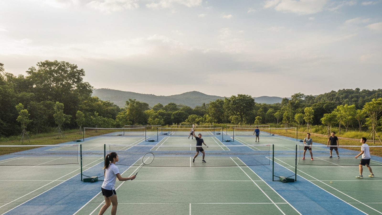 How many sets are there in badminton?