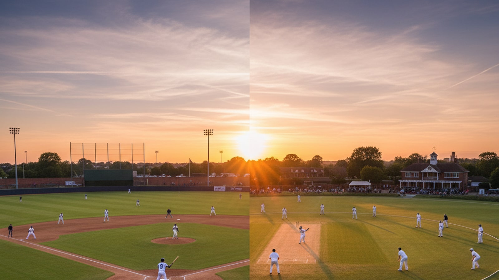How is a baseball game different from a cricket game?