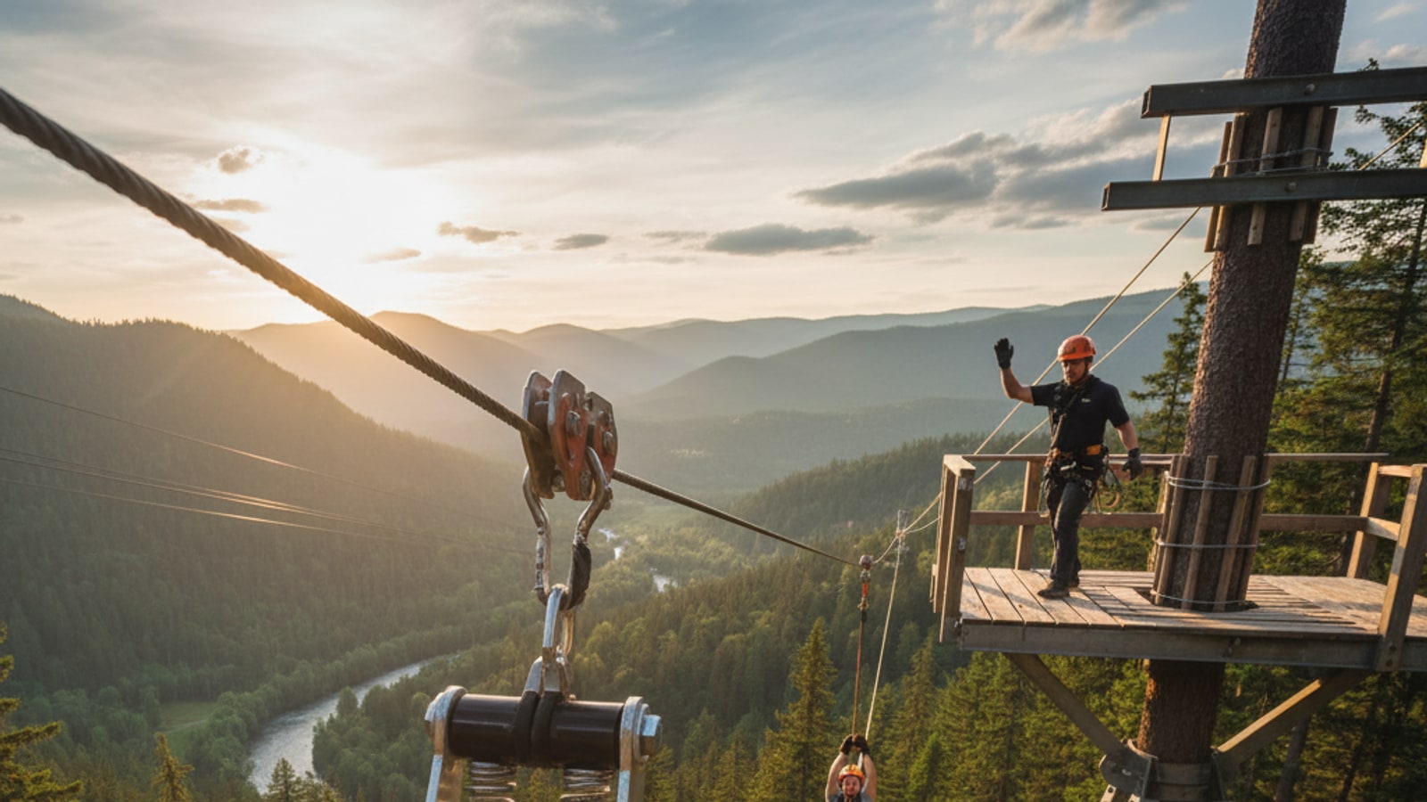How does a zip line stop?