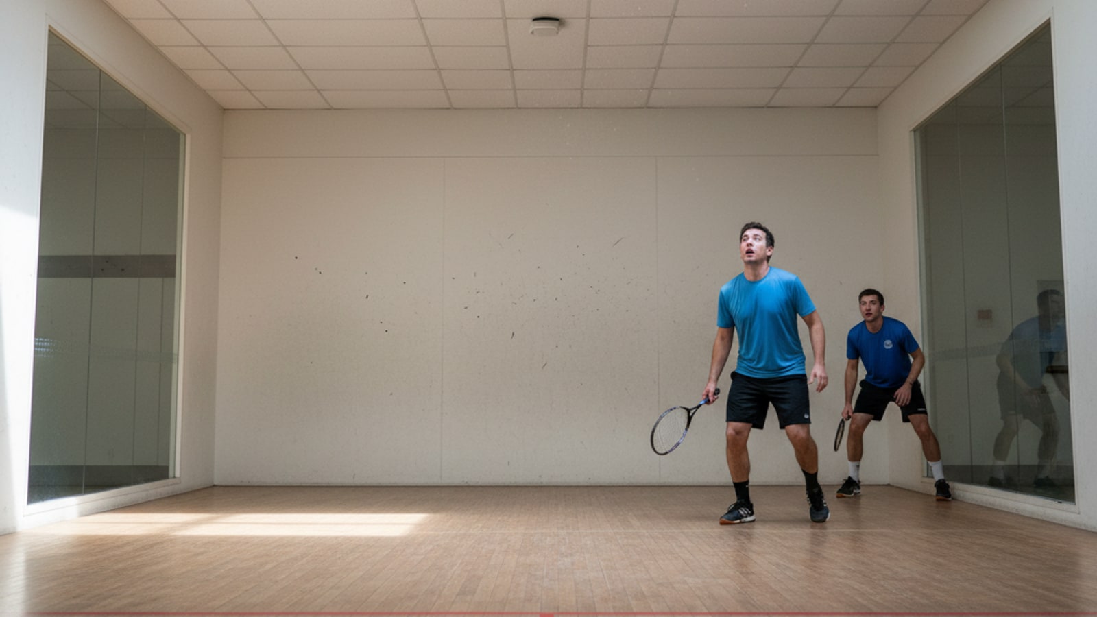 What happens if you hit the ceiling in racquetball?