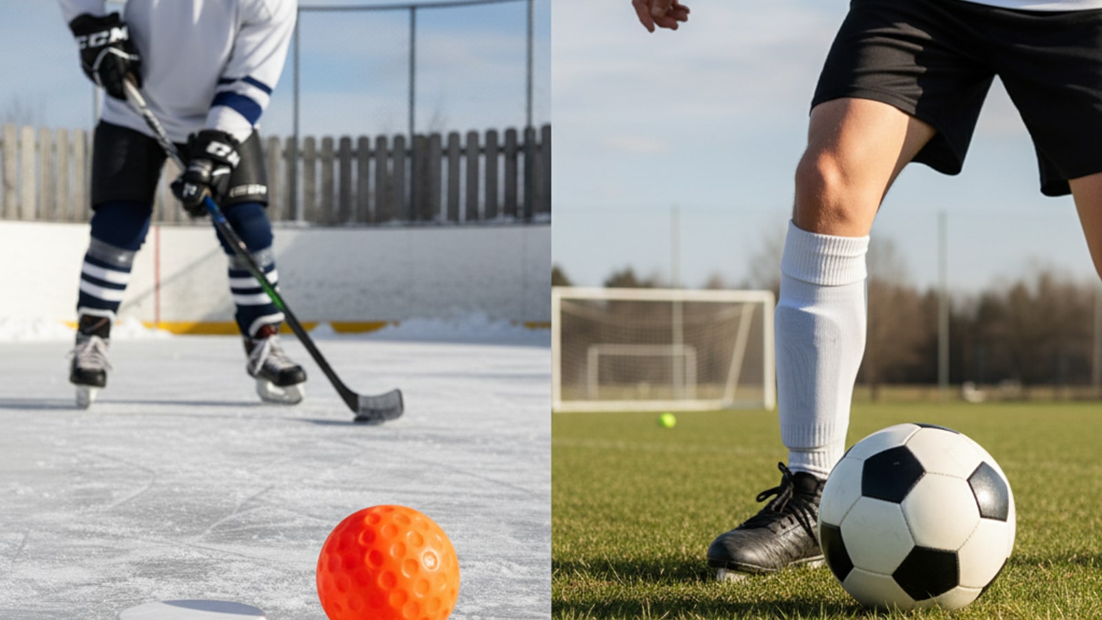 How is a hockey ball different from a soccer ball?