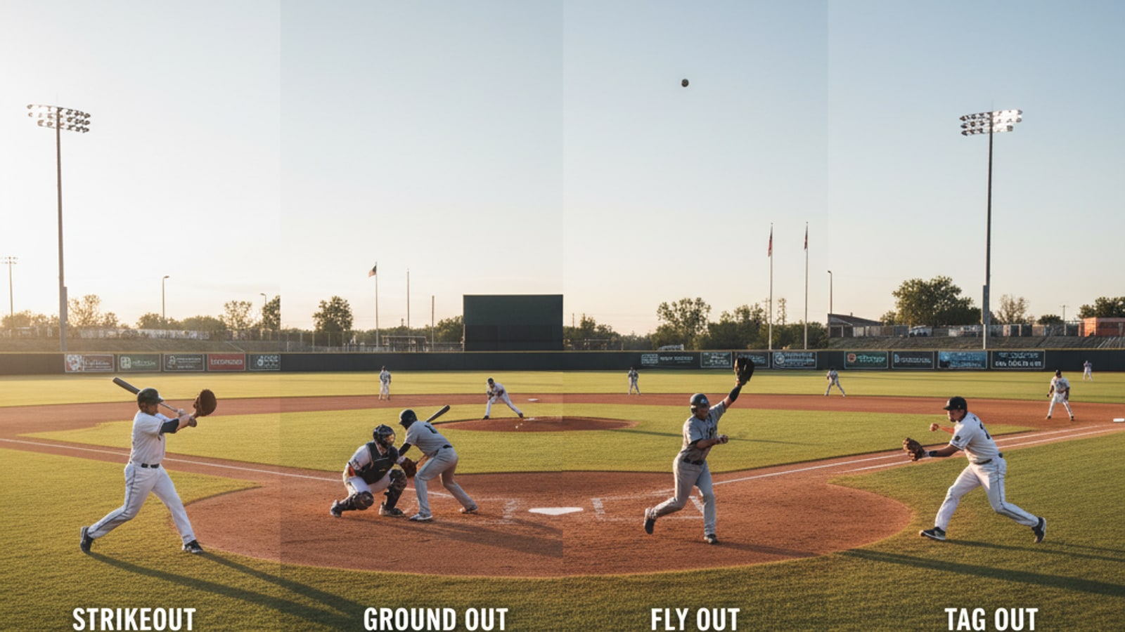 What are the four ways a batter can get out?
