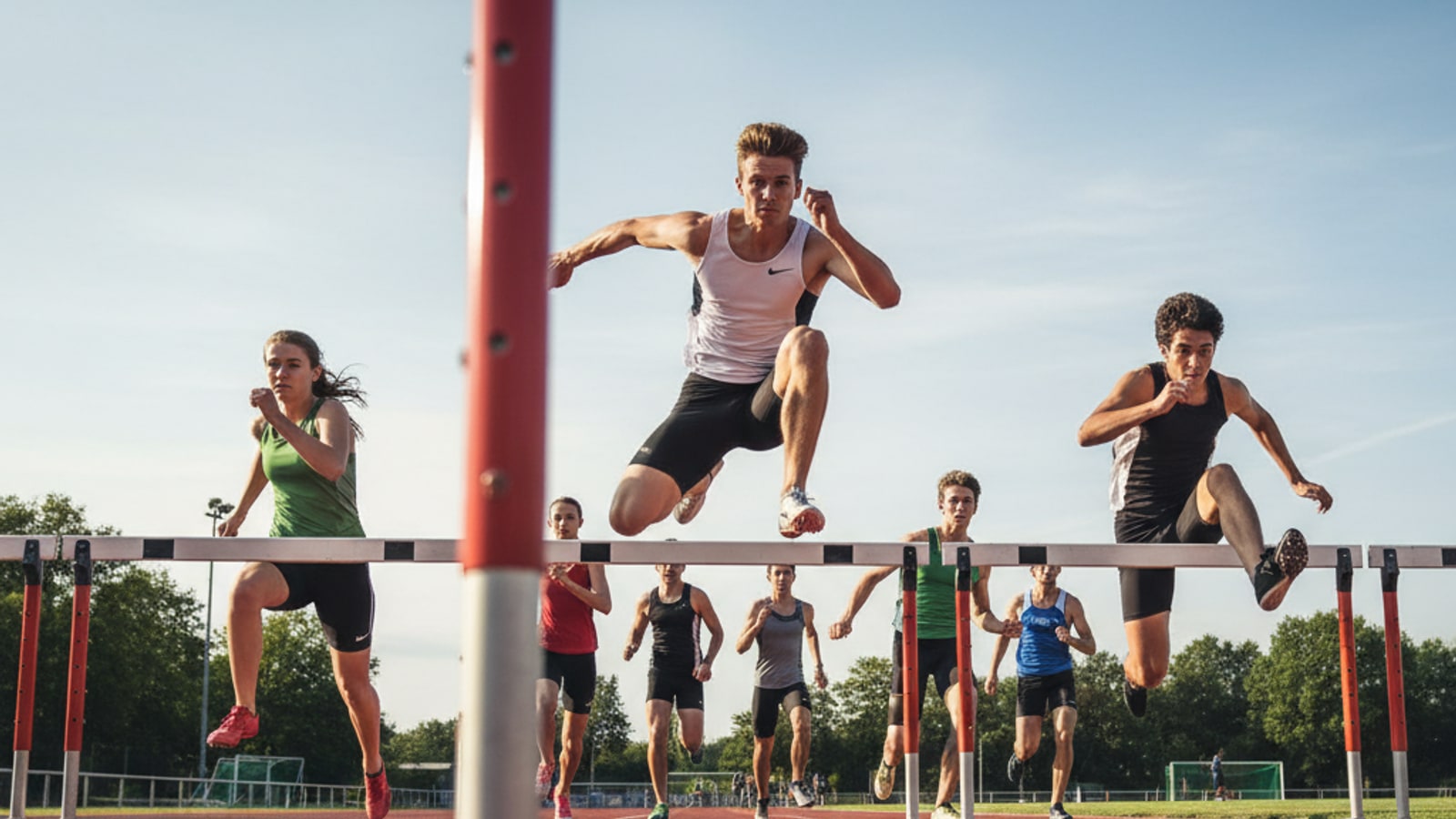 How tall are the hurdlers in the decathlon and heptathlon?