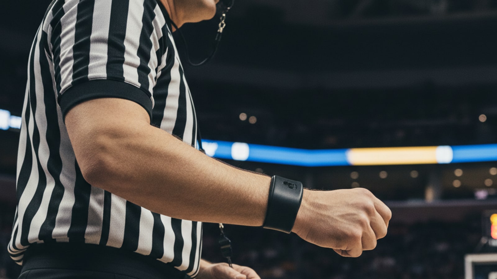 What is the black thing on the football ref's wrist?
