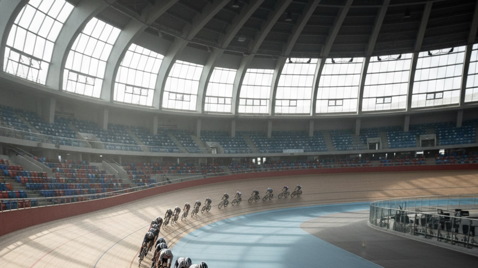 How fast do cyclists go in a velodrome?