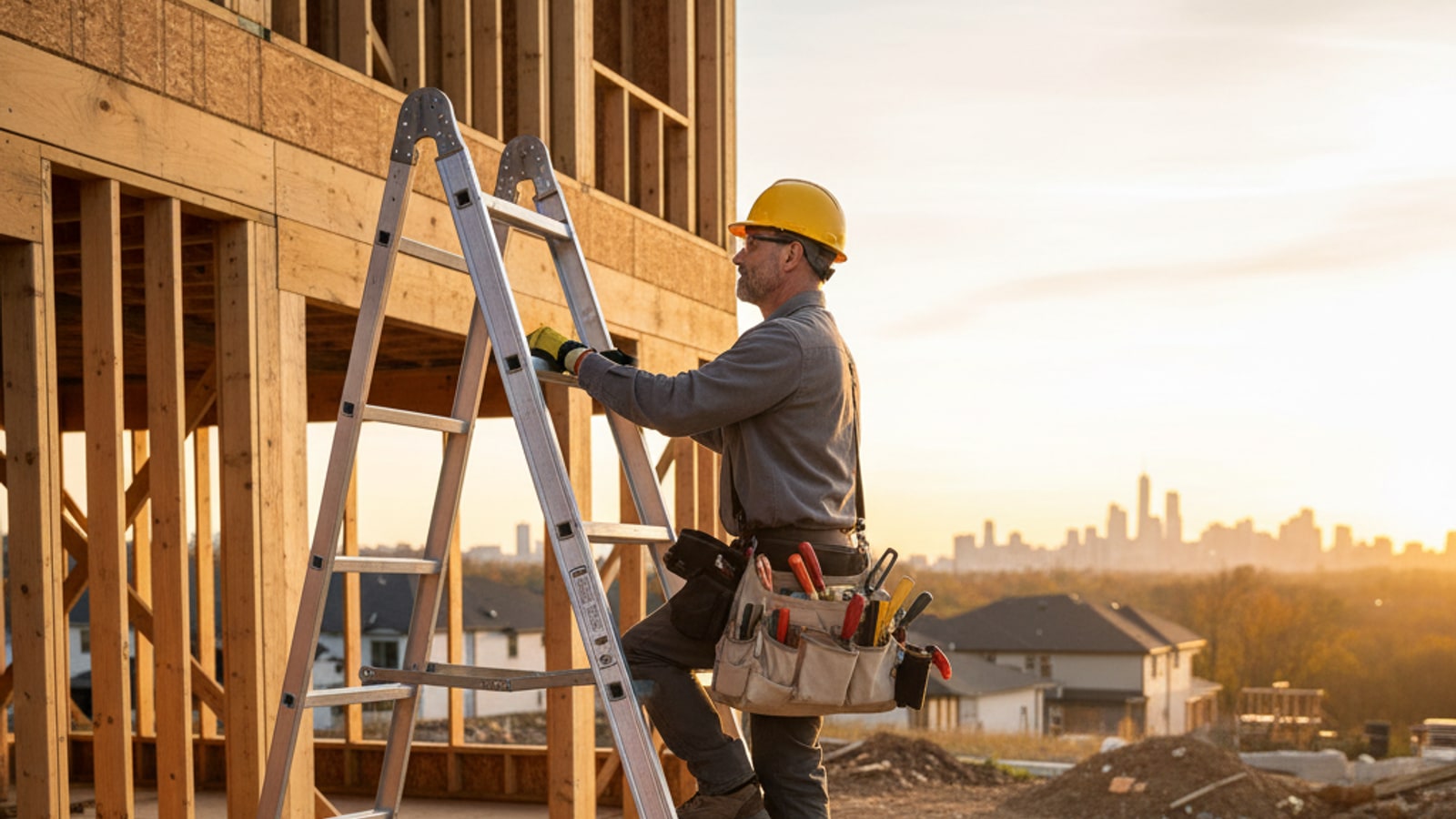 How do you carry tools on a ladder?