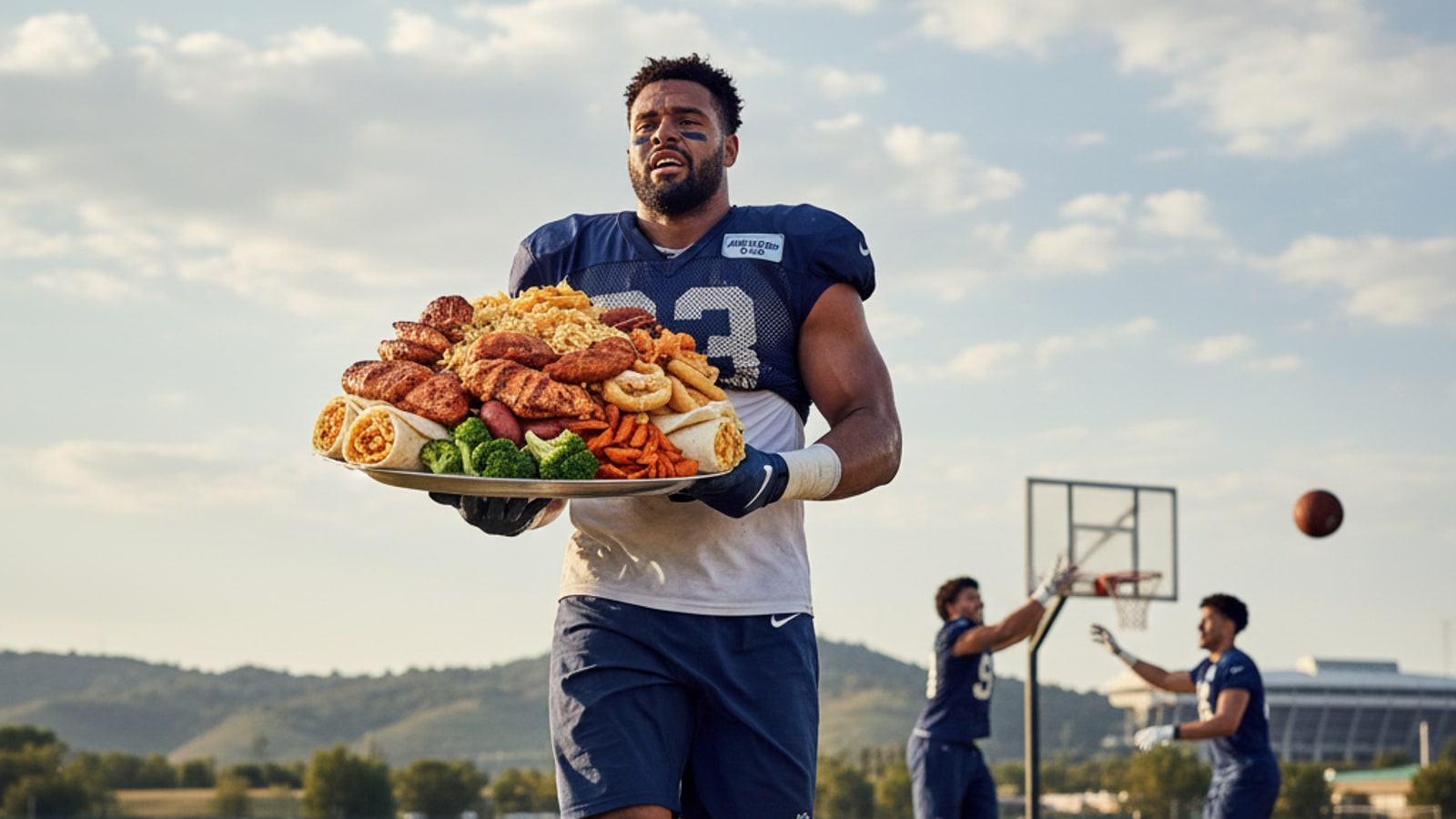 How many calories do football players burn a day?