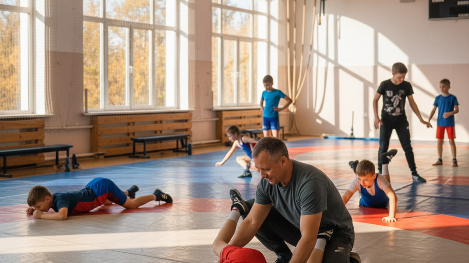 What kinds of moves do young wrestlers learn?