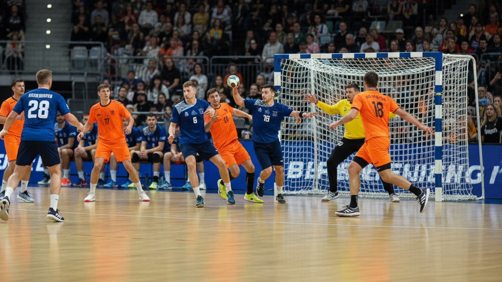 How many players are in a handball game?