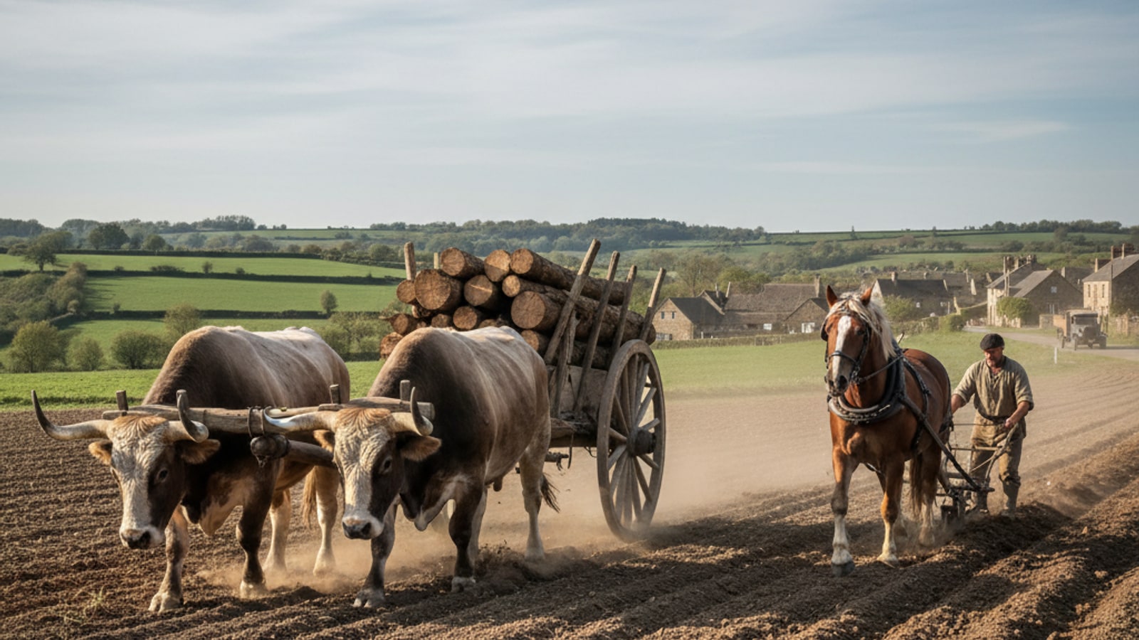 Are oxen or horses stronger?