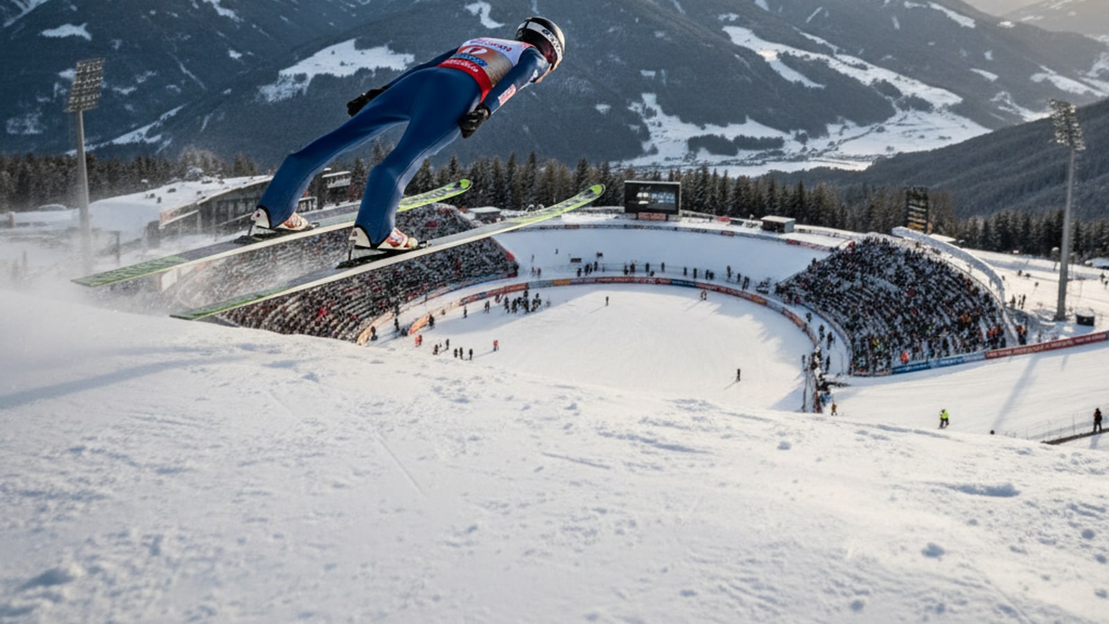 What is the velocity of a ski jump?