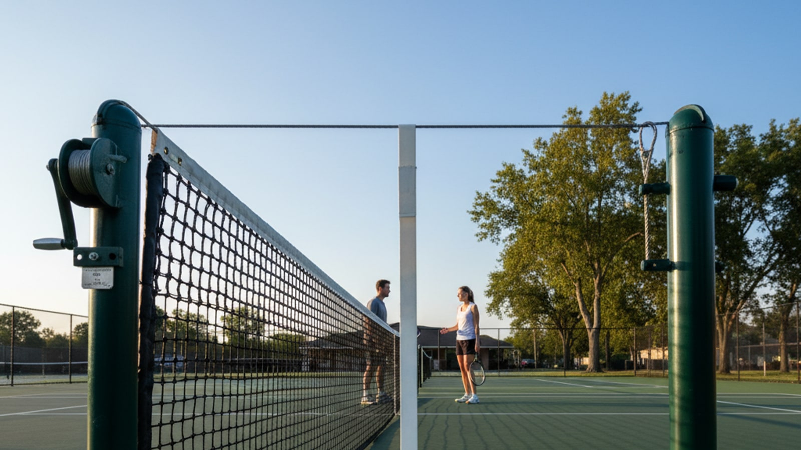 How tall are the net posts on a tennis court?